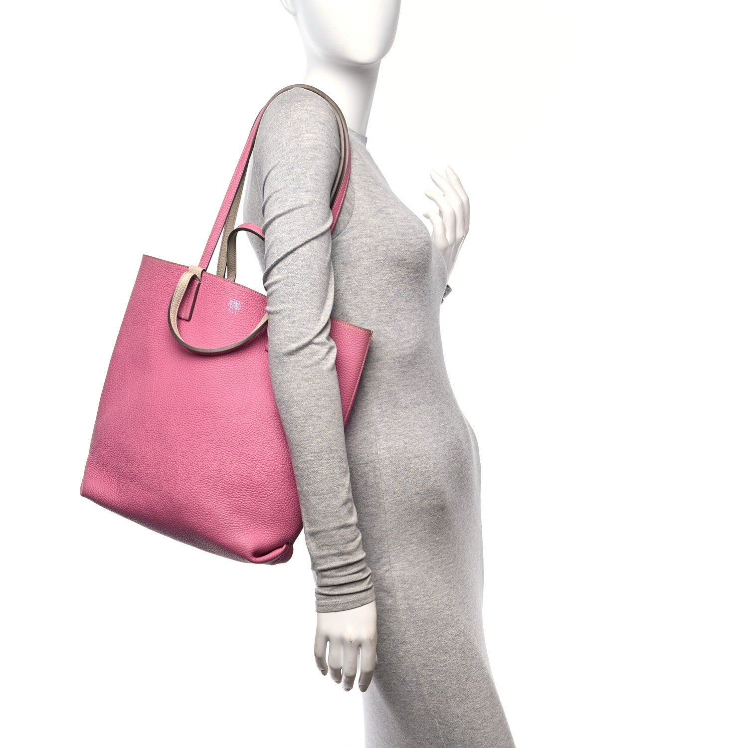 Moynat Taurillon Blush Calfskin Quattro Reversible Tote TPM Tourterelle Hot Pink 2 of 15