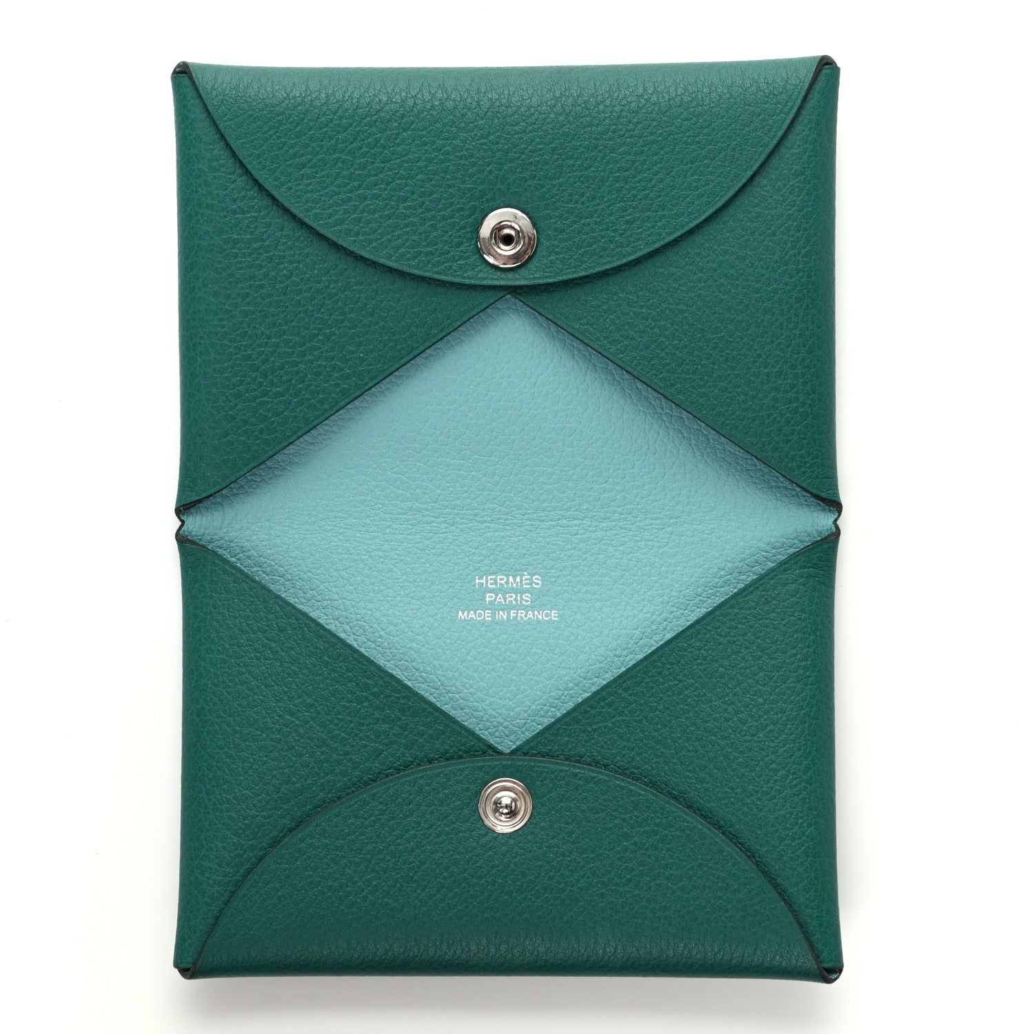 Hermes Evercolor Calvi Verso Card Case Malachite Bleu Atoll 5 of 7