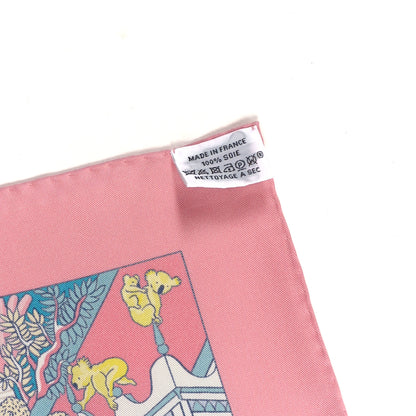 Hermes Silk Animapolis Scarf 140 Bubble Gum Bleu Jaune 3 of 3