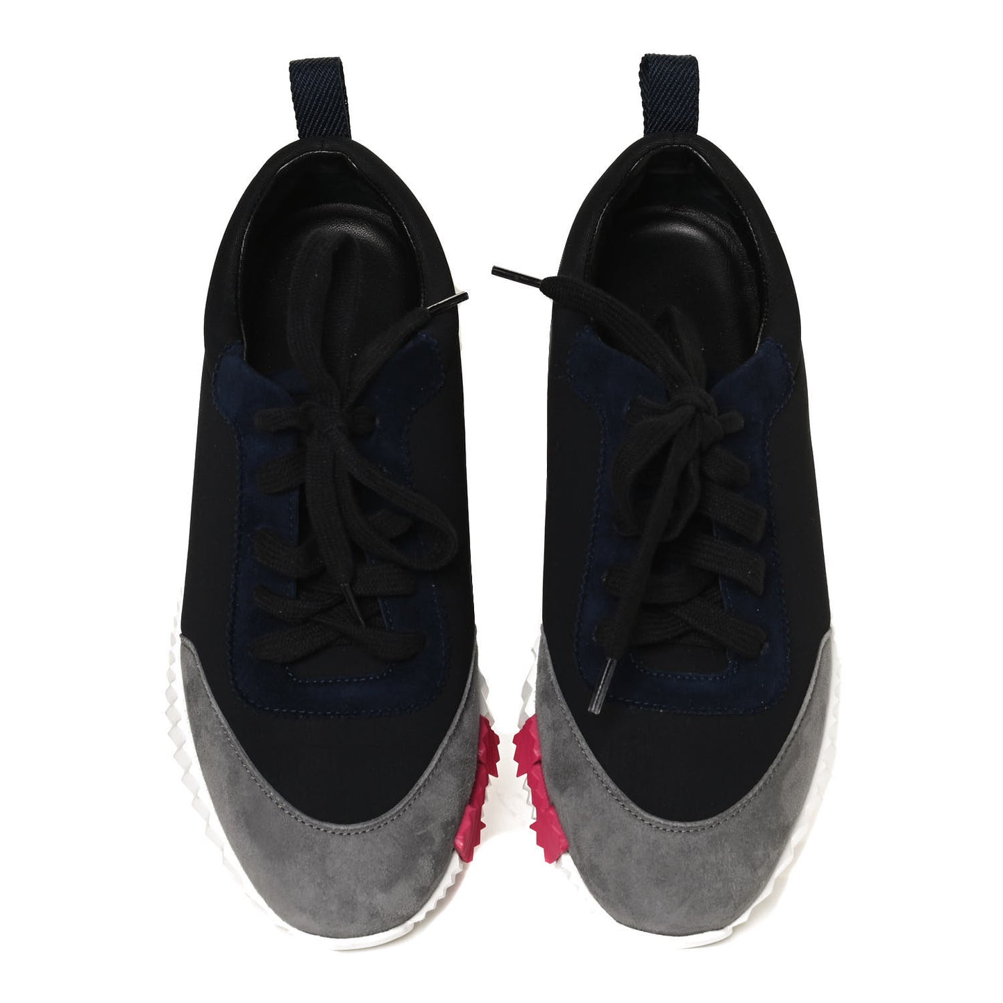 Technical Canvas Suede Goatskin Womens Bouncing Sneakers 36.5 Black Gris Osmium