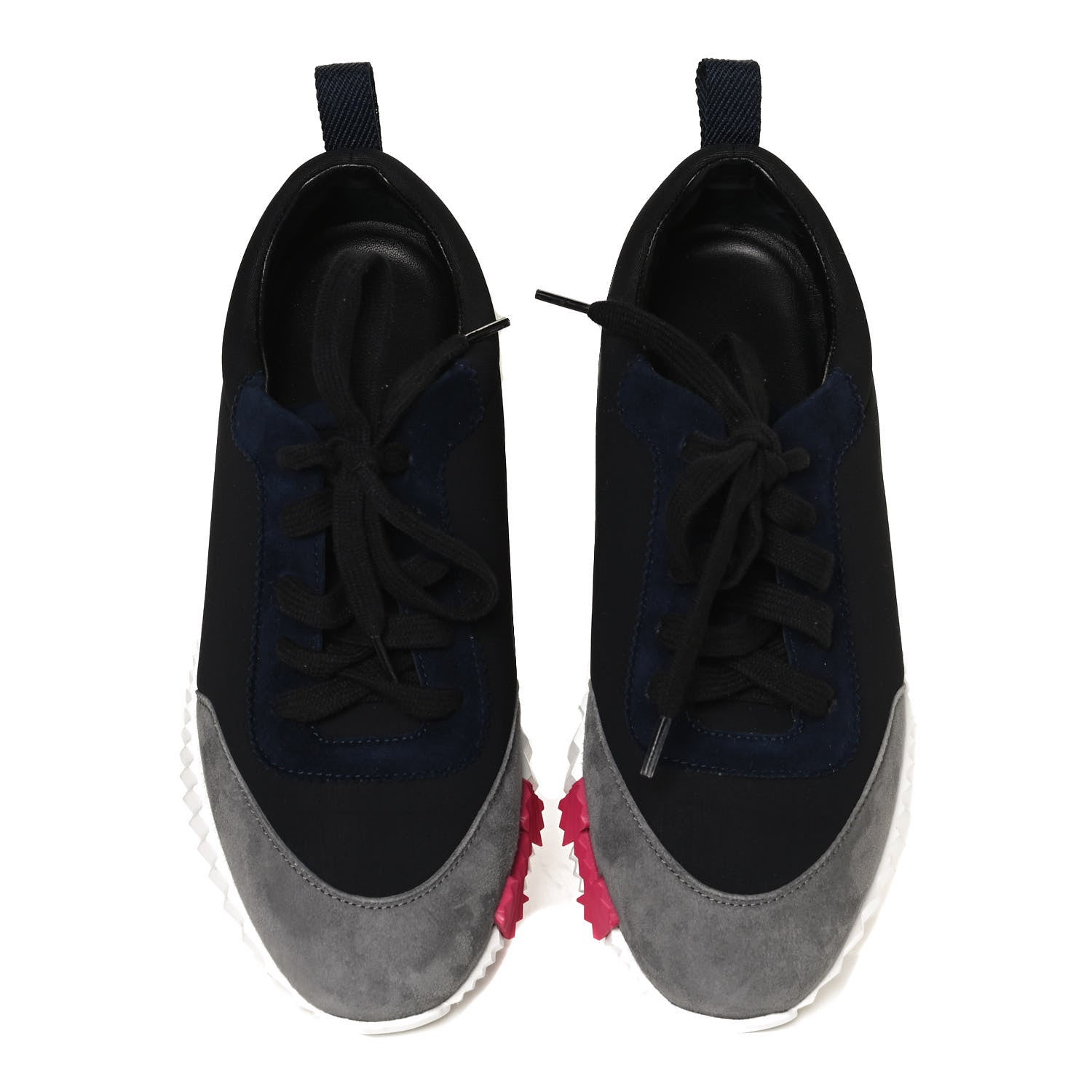 Hermes Technical Canvas Suede Goatskin Womens Bouncing Sneakers 36.5 Black Gris Osmium 5 of 8