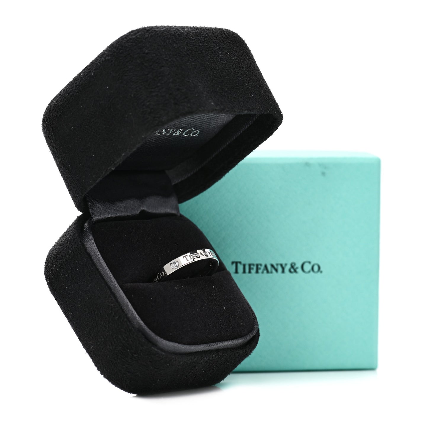 Platinum Diamond Logo Band Ring 50 5.25