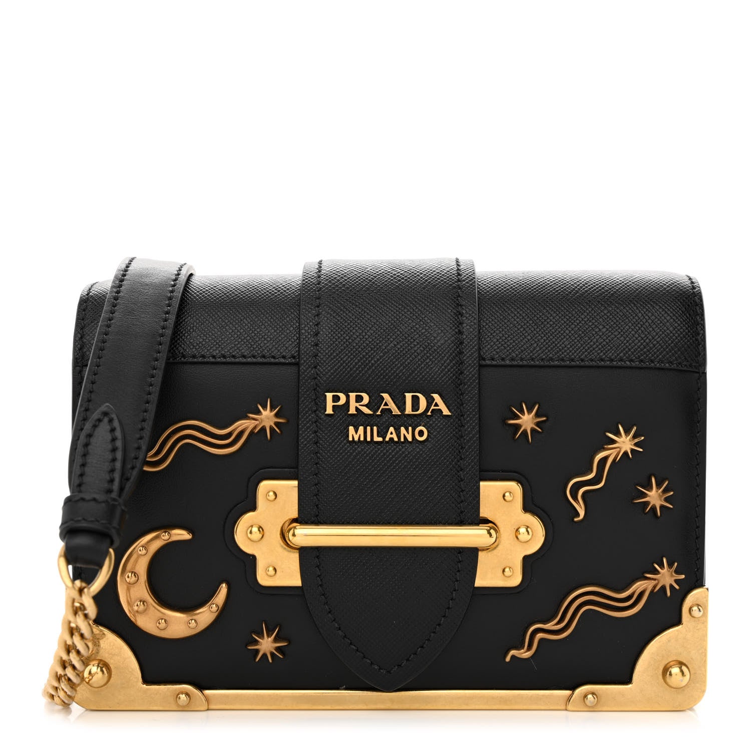 Prada City Calf Saffiano Cahier Astrology Bag Black 1 of 13