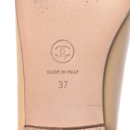 Chanel Lambskin Cap Toe CC Ballerina Flats 37 Beige Black 7 of 16