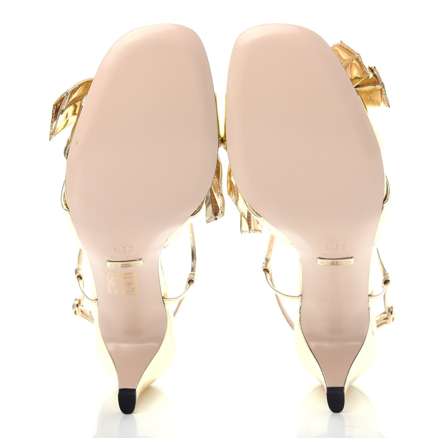 Metallic Nappa Bow Daphne Mid Heel Sandals 39.5 Gold