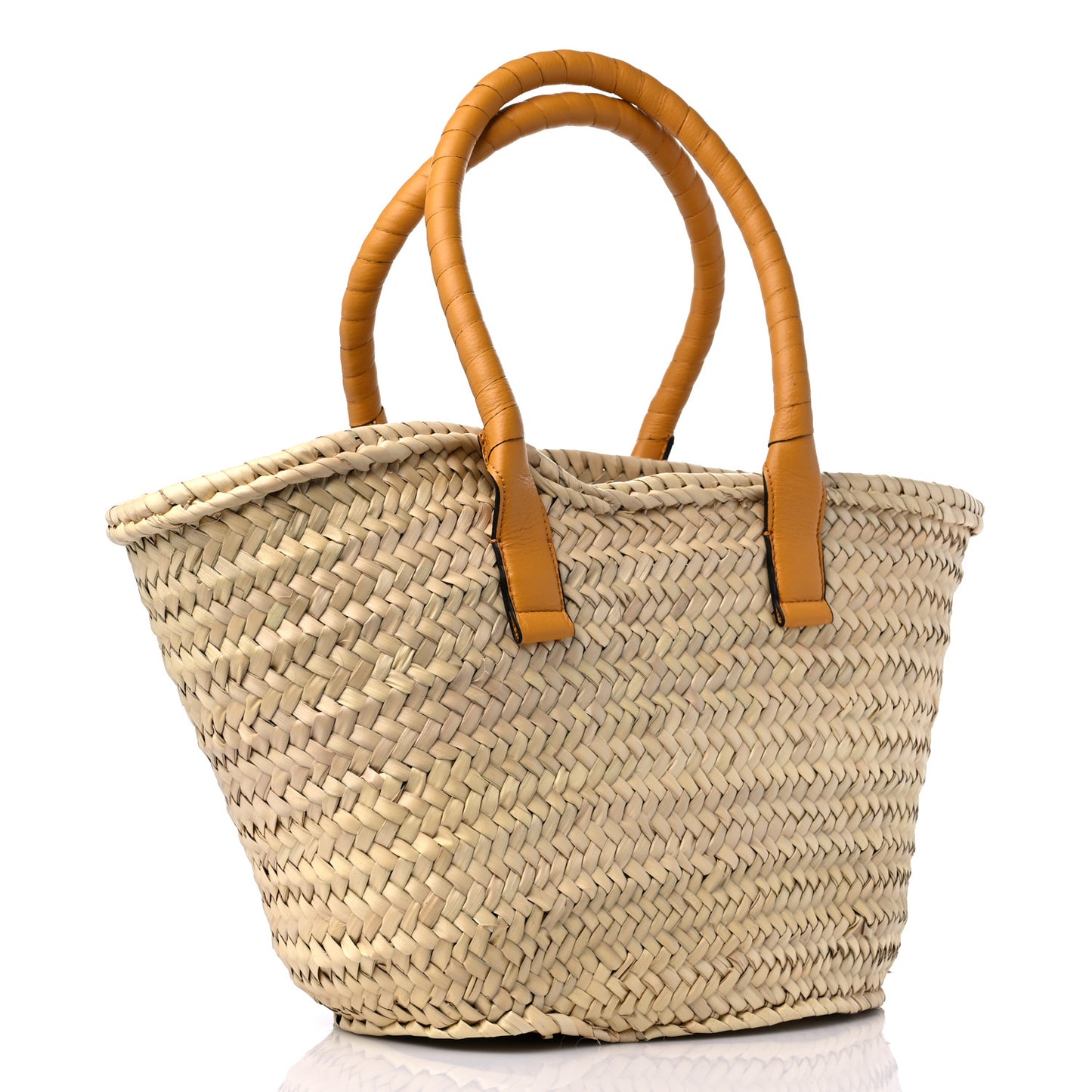 Raffia Small Grain Calfskin Medium Marcie Basket Yellow