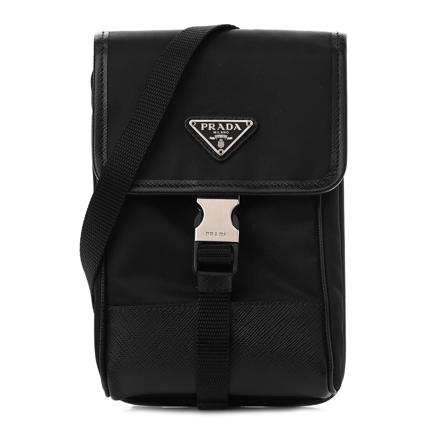 Prada Tessuto Nylon Saffiano Phone Case Crossbody Black 1 of 9
