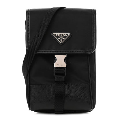 Prada Tessuto Nylon Saffiano Phone Case Crossbody Black 1 of 9
