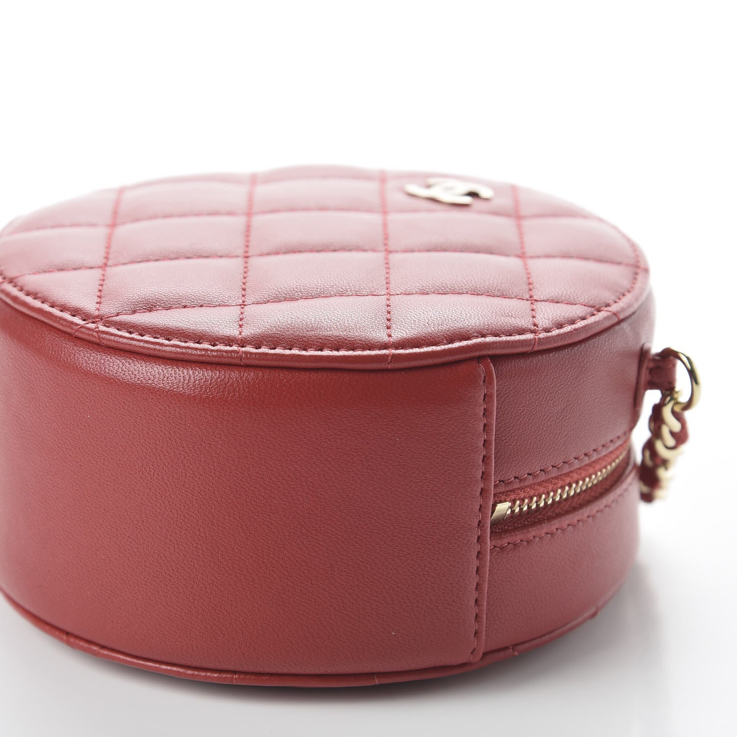 Chanel Lambskin Quilted Round Clutch With Chain Red 7 of 11