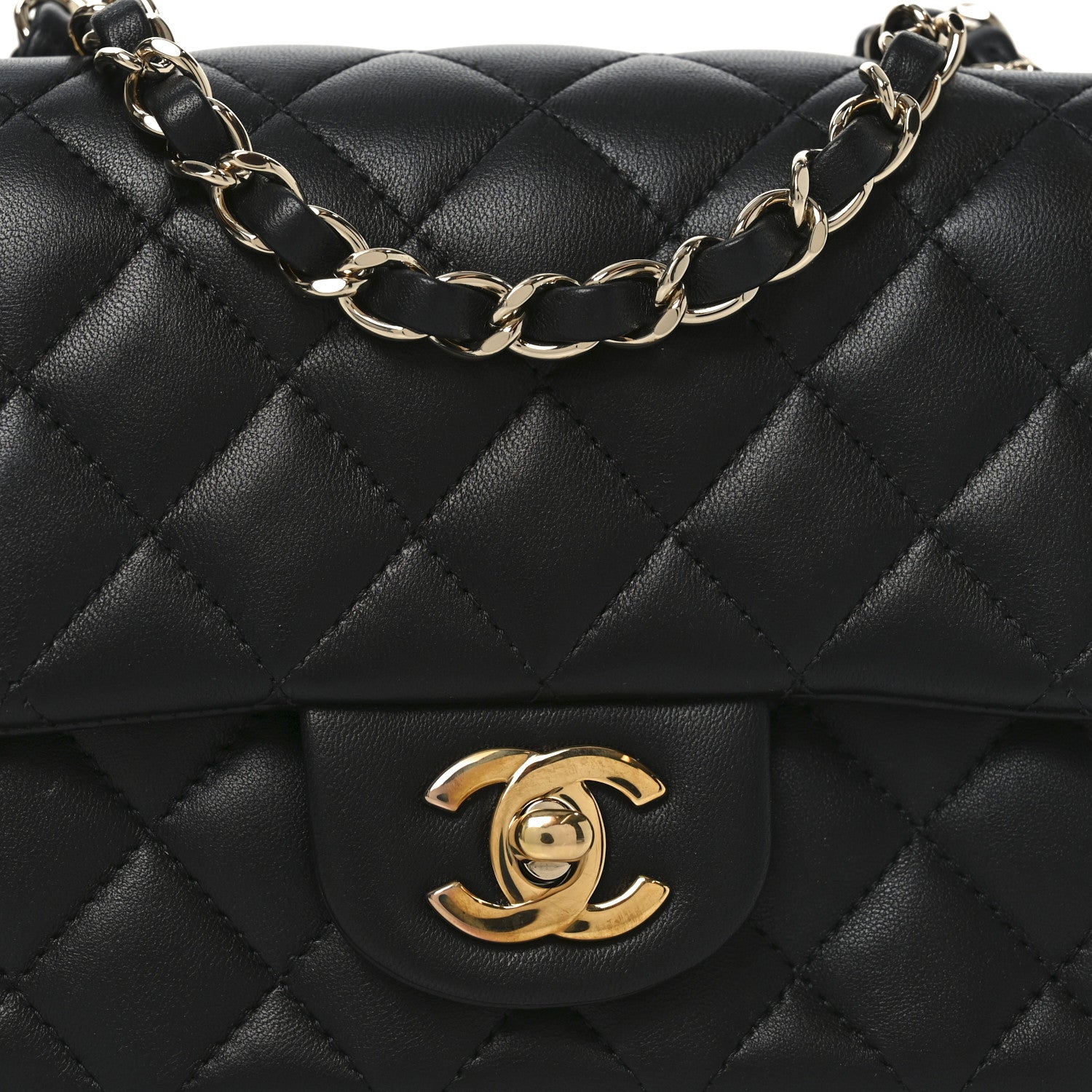 Chanel Lambskin Quilted Mini Square Flap Black 8 of 11