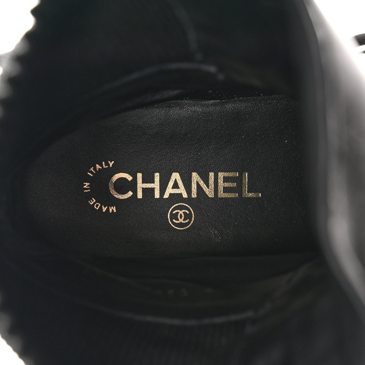 Chanel Calfskin Knit Lace Up Combat Boots 39 Black 8 of 12