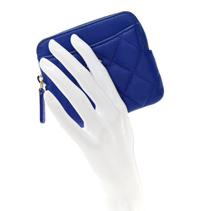 Chanel Caviar Quilted Zip Card Holder Wallet Blue 2 of 8
