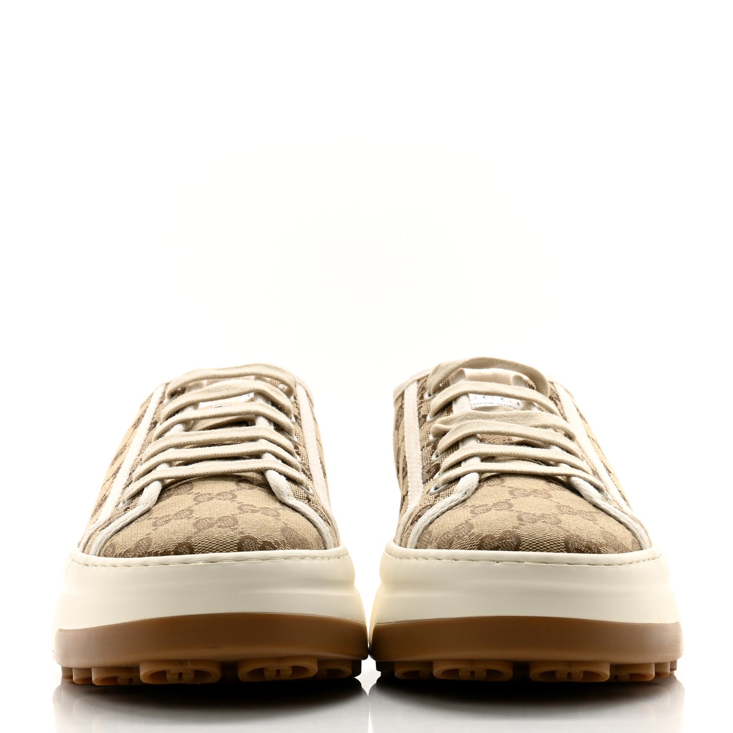 GG Monogram Mens 1977 Tennis Platform 52mm Sneakers 9 Beige Ebony Mystic White