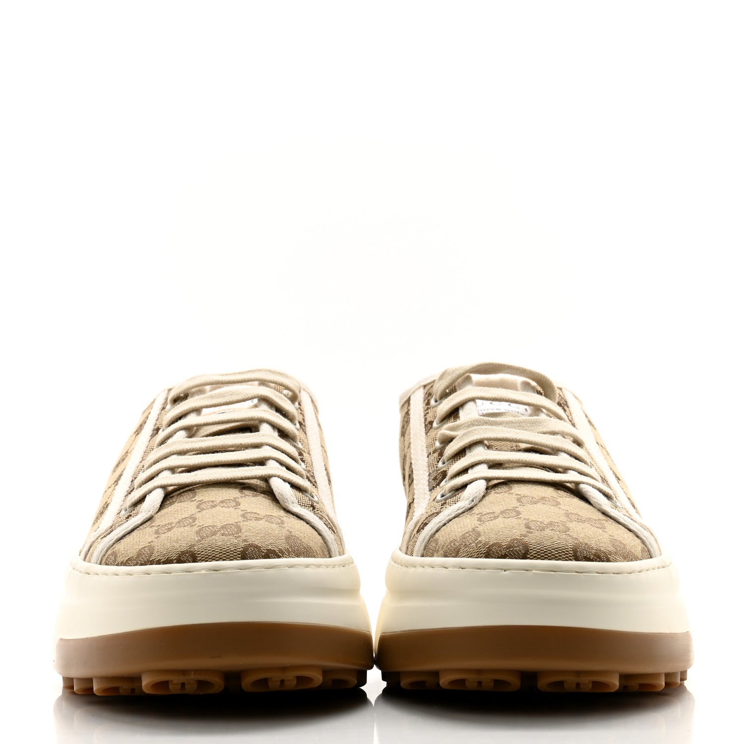 Gucci GG Monogram Mens 1977 Tennis Platform 52mm Sneakers 9 Beige Ebony Mystic White 2 of 8