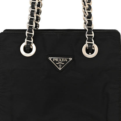Prada Tessuto Nylon Acciaio Chain Shoulder Bag Black 8 of 15