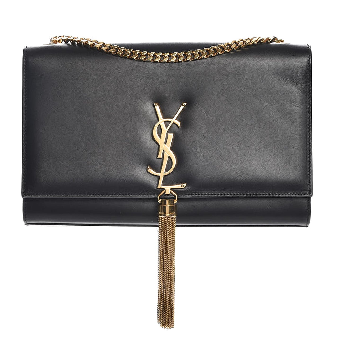Smooth Calfskin Medium Classic Monogram Kate Tassel Satchel Black
