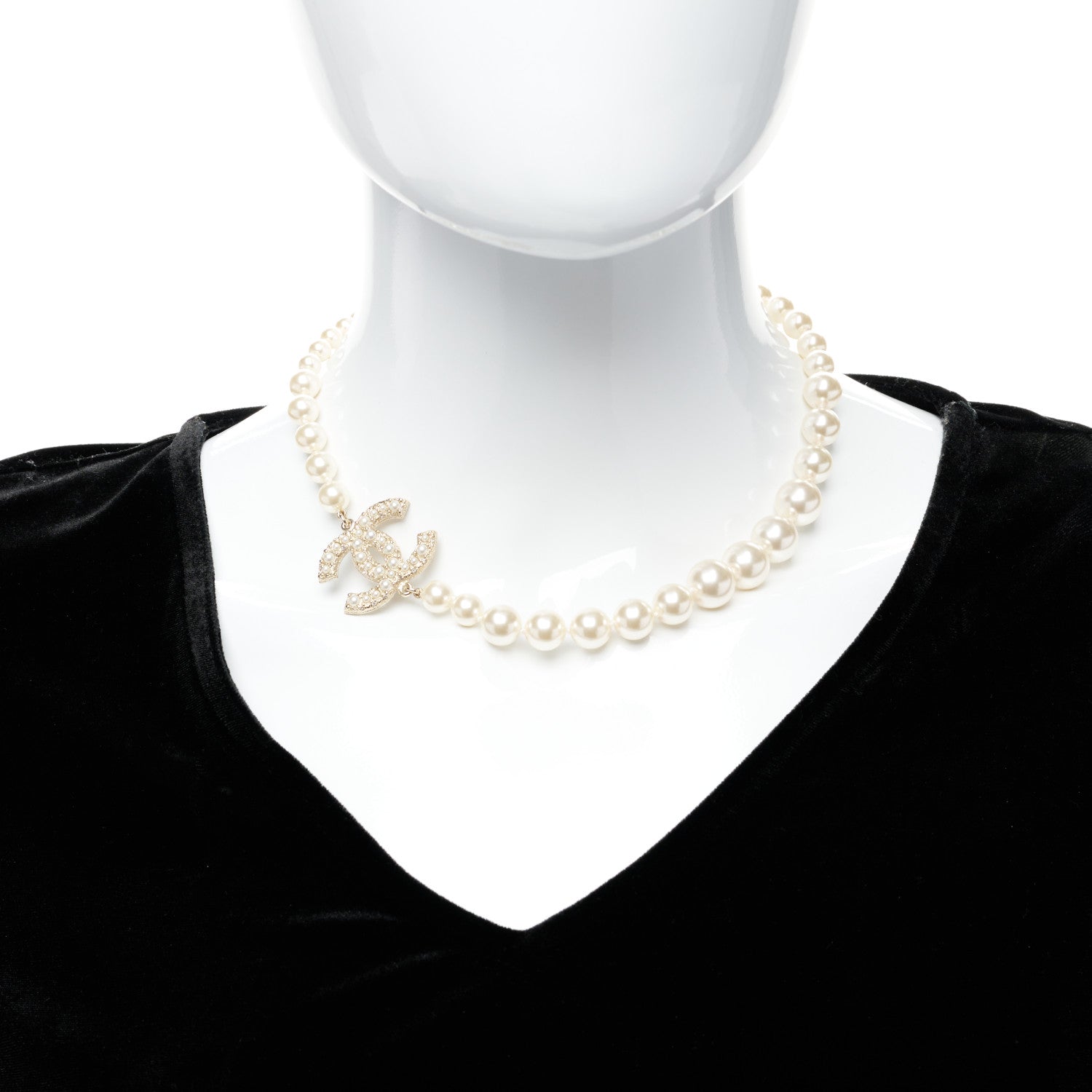 Chanel Pearl CC 100th Anniversary Necklace Light Gold 2 of 8