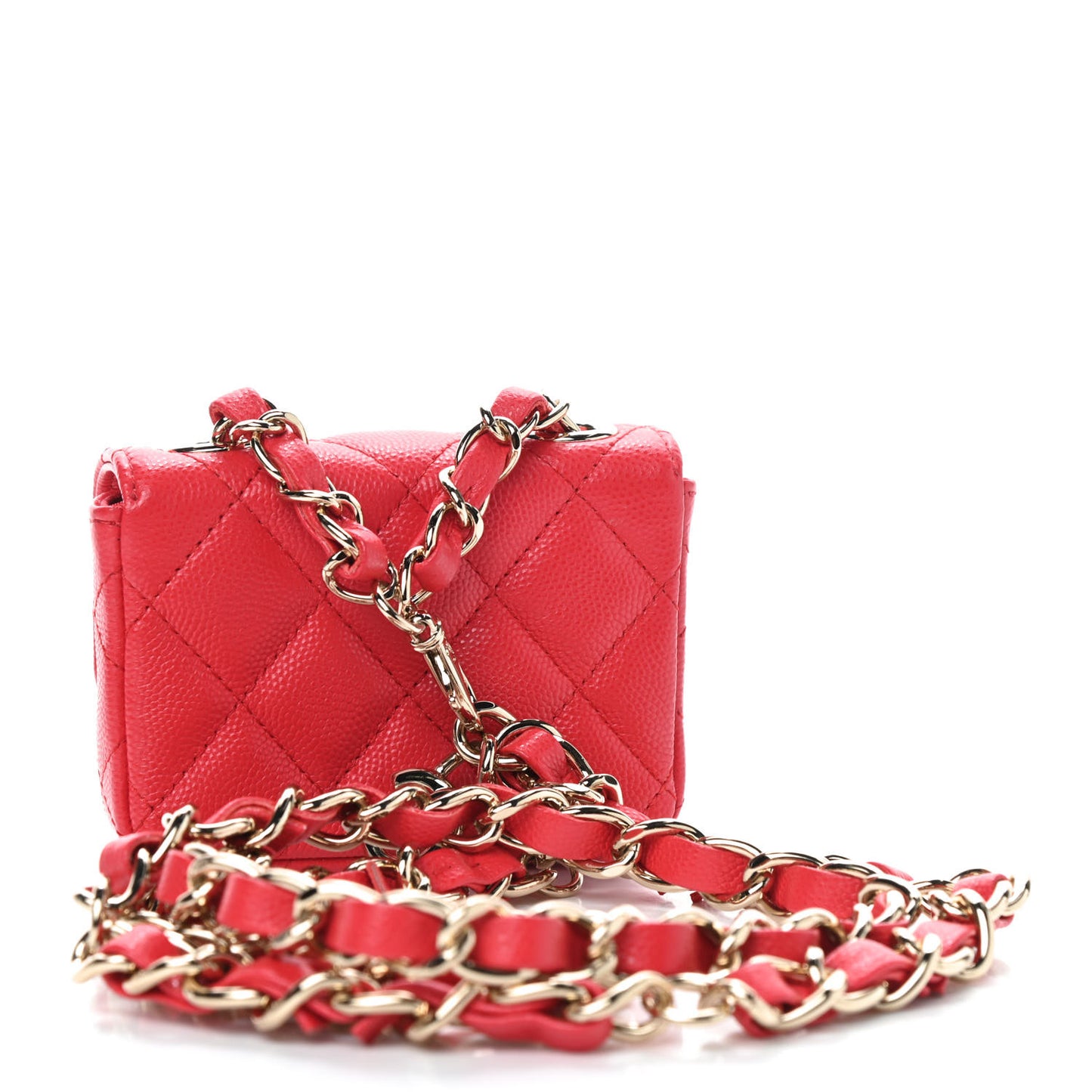 Caviar Quilted Mini Chain Belt Bag Red