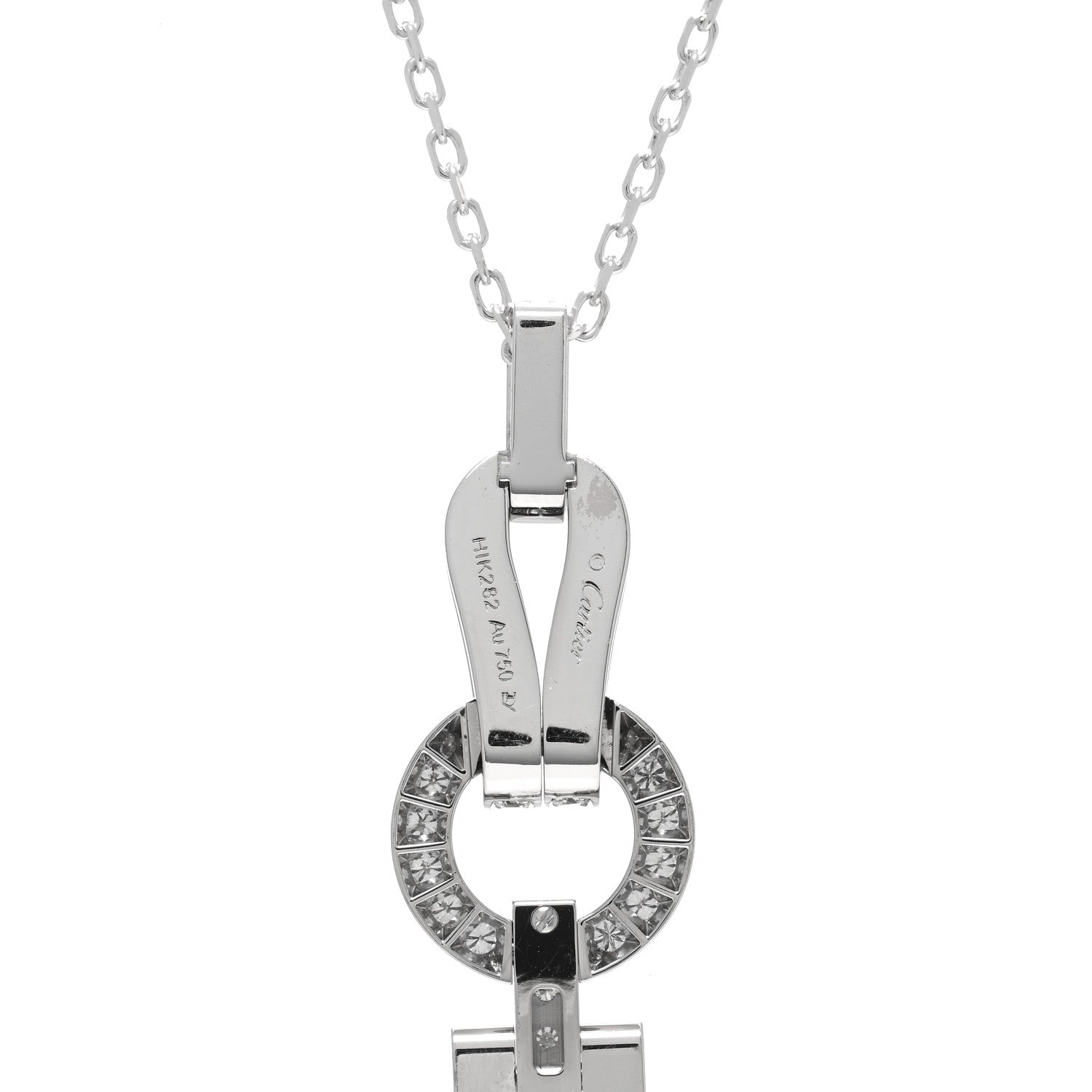 Cartier 18K White Gold Diamond Agrafe Drop Pendant Necklace 4 of 5
