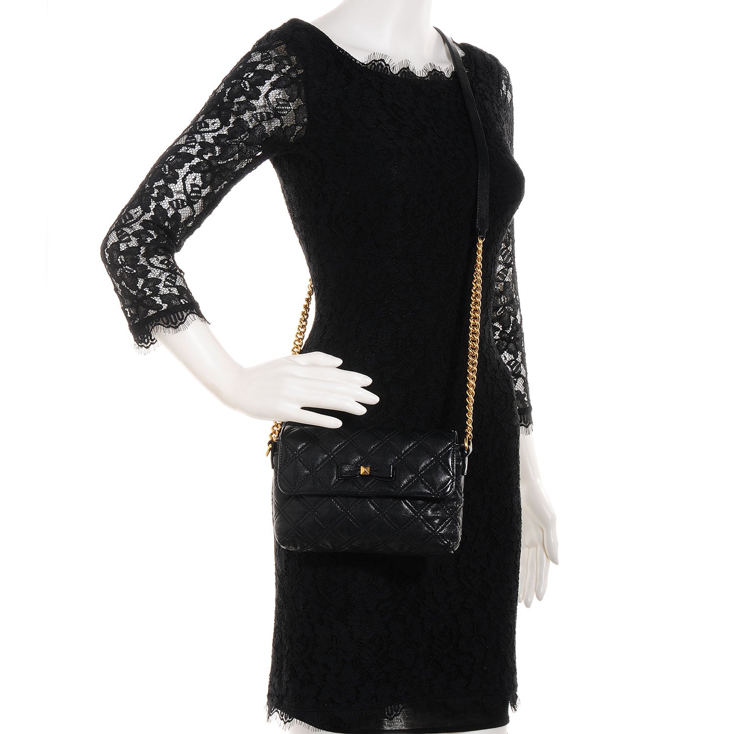 Marc Jacobs Lambskin Bow Quilting Single Black 2 of 10