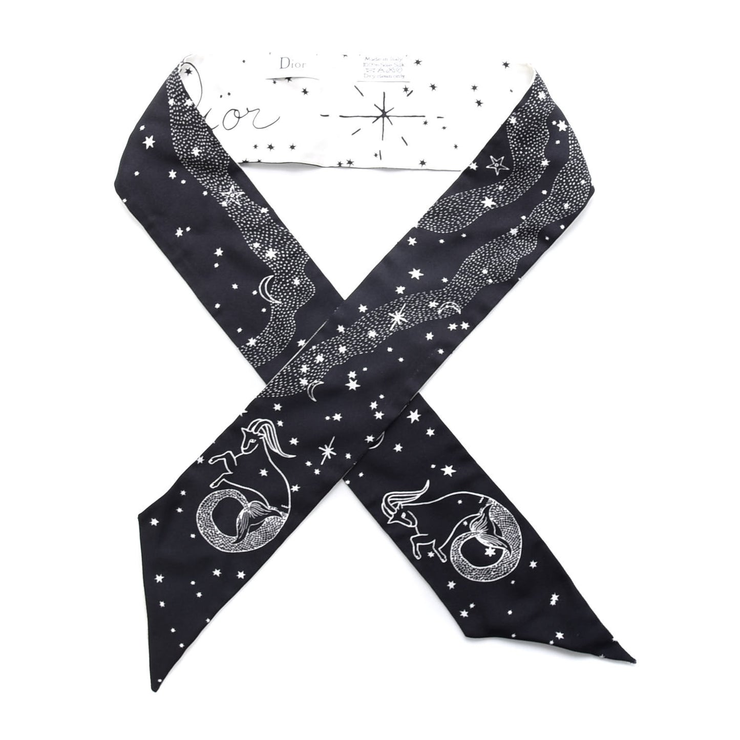 Silk Zodiac Capricorn Mitzah Scarf Black
