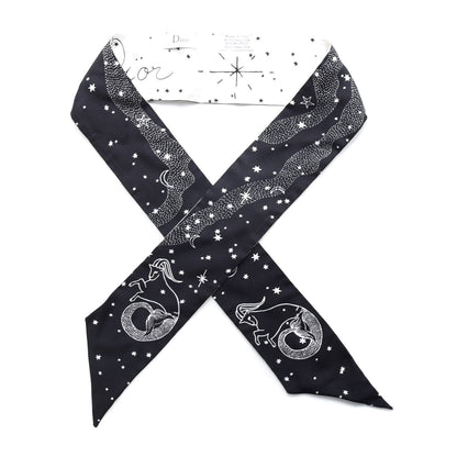 Christian Dior Silk Zodiac Capricorn Mitzah Scarf Black 1 of 3