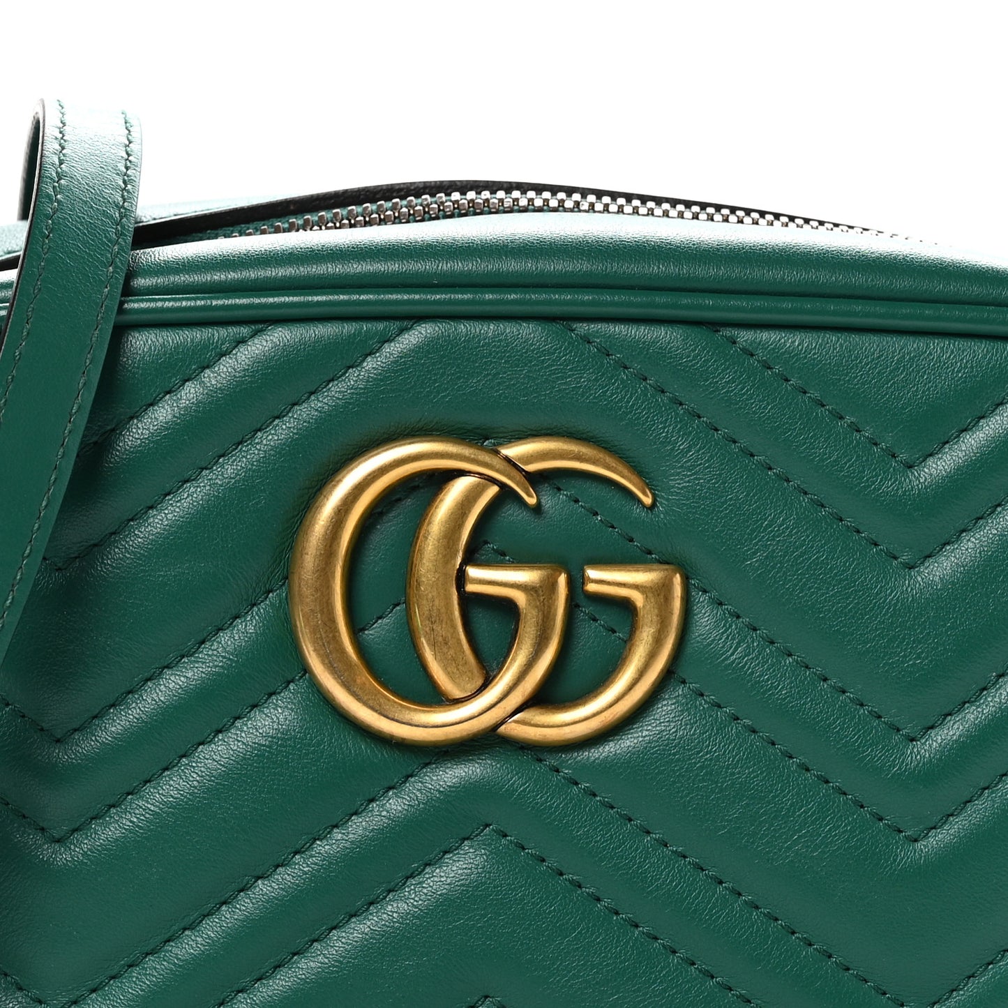 Calfskin Matelasse Small GG Marmont Chain Shoulder Bag Emerald Green