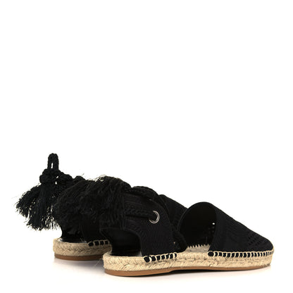 Christian Dior Canvas Embroidered Granville Ankle Tie Espadrilles Flats 42 Black 4 of 8