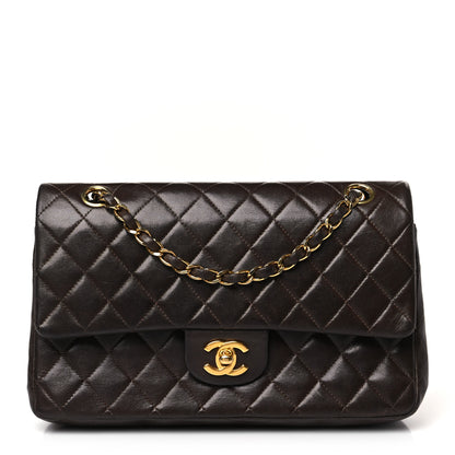 Chanel Lambskin Quilted Medium Double Flap Dark Brown 1 of 12