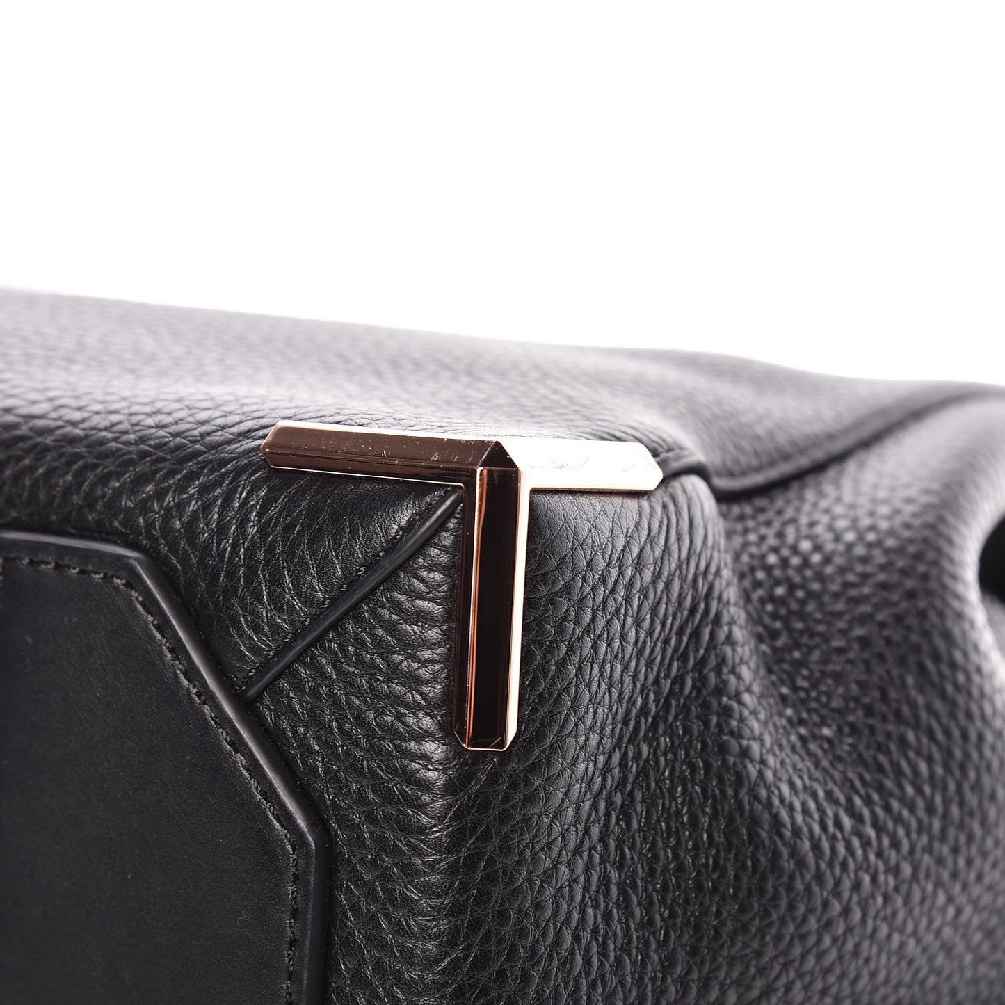 Pebbled Calfskin Large Prisma Skeletal Tote Black Rose Gold Hardware