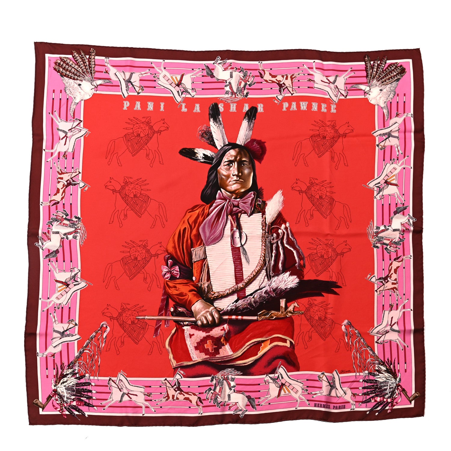 Hermes Silk Pani La Shar Pawnee Scarf 90 1 of 5