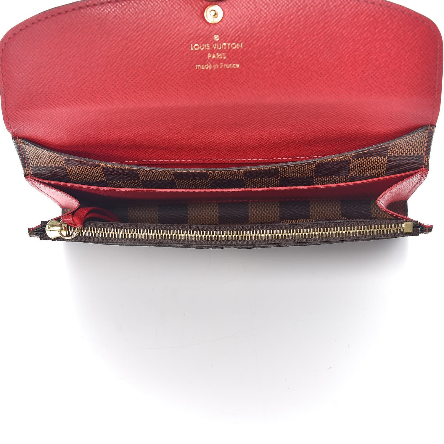 Louis Vuitton Damier Ebene Emilie Wallet Red 5 of 13