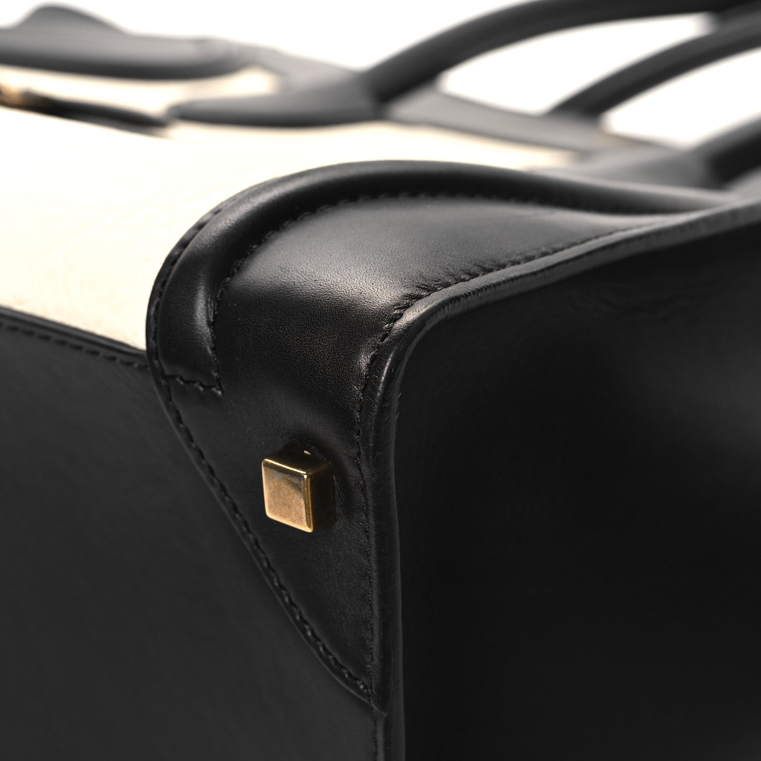 Celine Elephant Calfskin Mini Bi-Color Luggage Black White 9 of 12