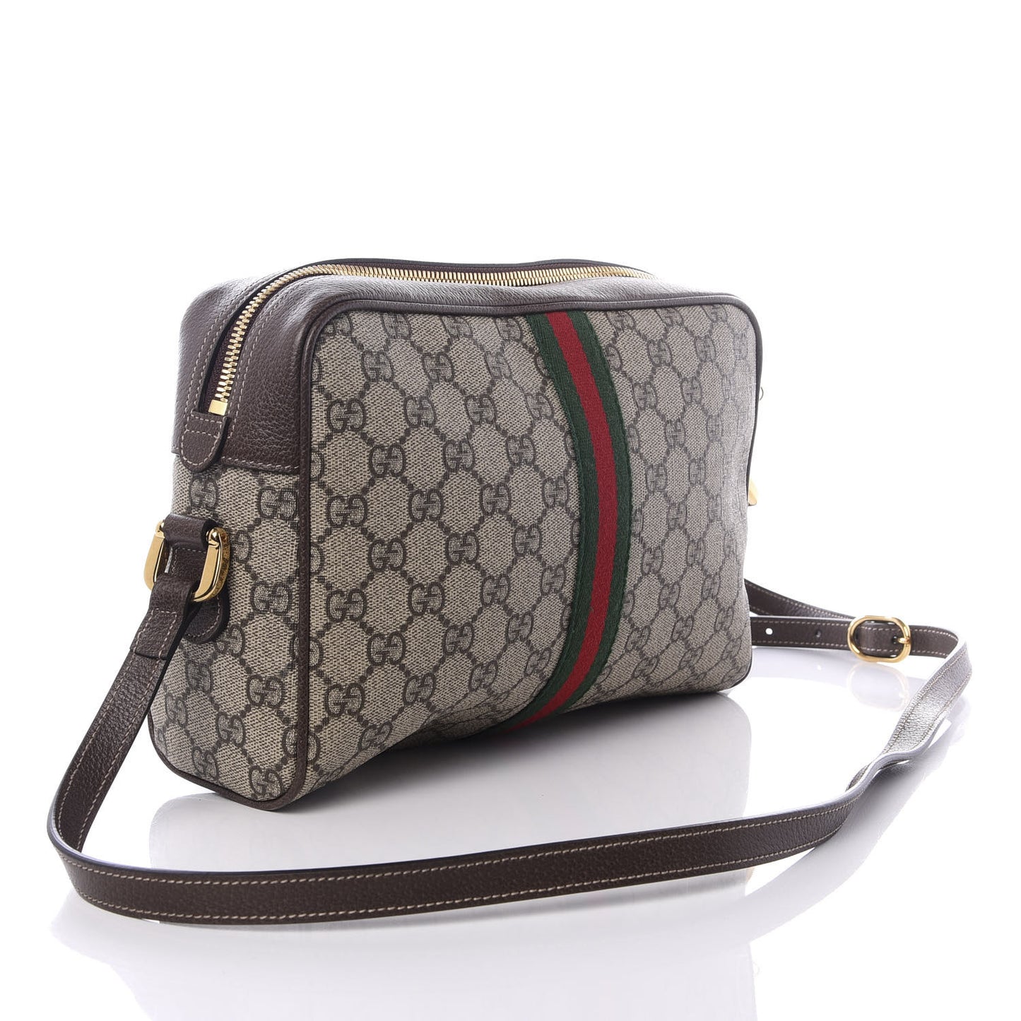 GG Supreme Monogram Web Small Ophidia Shoulder Bag Brown