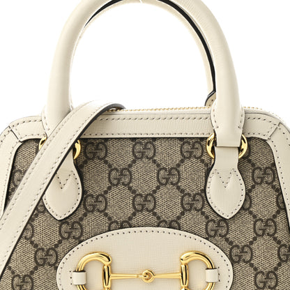 Gucci GG Supreme Monogram Azalea Calfskin Mini Horsebit 1955 Top Handle Bag Beige Ebony Mystic White 8 of 12
