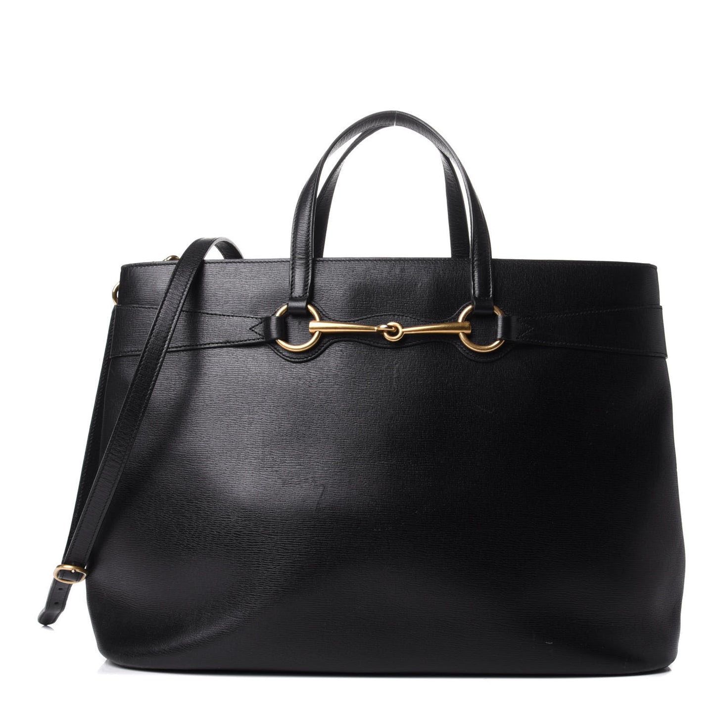 Textured Calfskin Large Bright Bit Tote Black