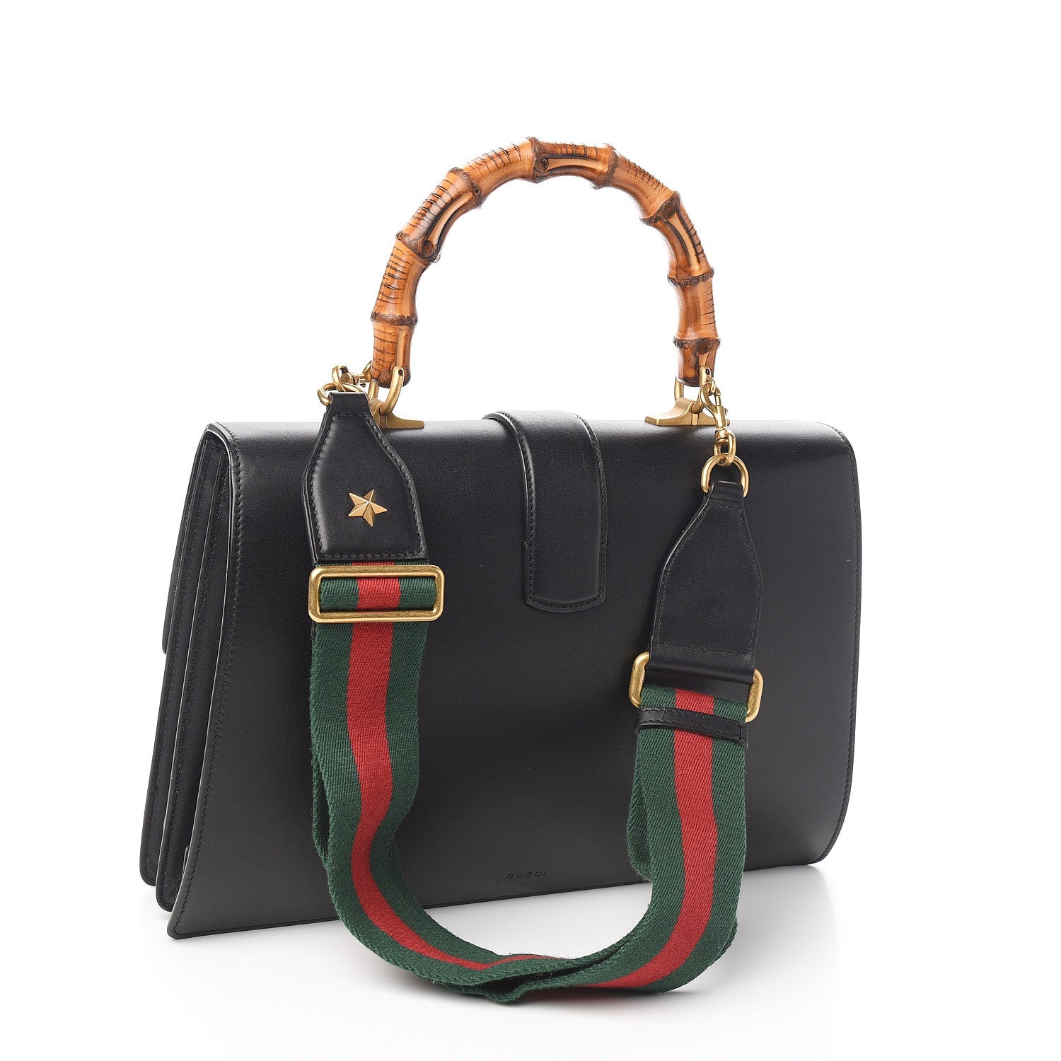 Gucci Calfskin Bamboo Web Large Dionysus Top Handle Bag Black Bright Evergreen Hibiscus Red 2 of 9