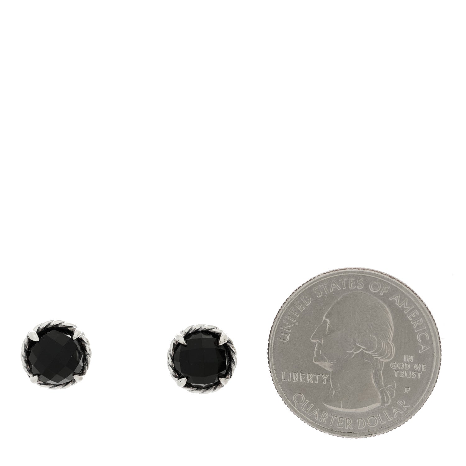 David Yurman Sterling Silver Black Onyx 10mm Chatelaine Earrings 2 of 4