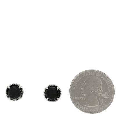 David Yurman Sterling Silver Black Onyx 10mm Chatelaine Earrings 2 of 4