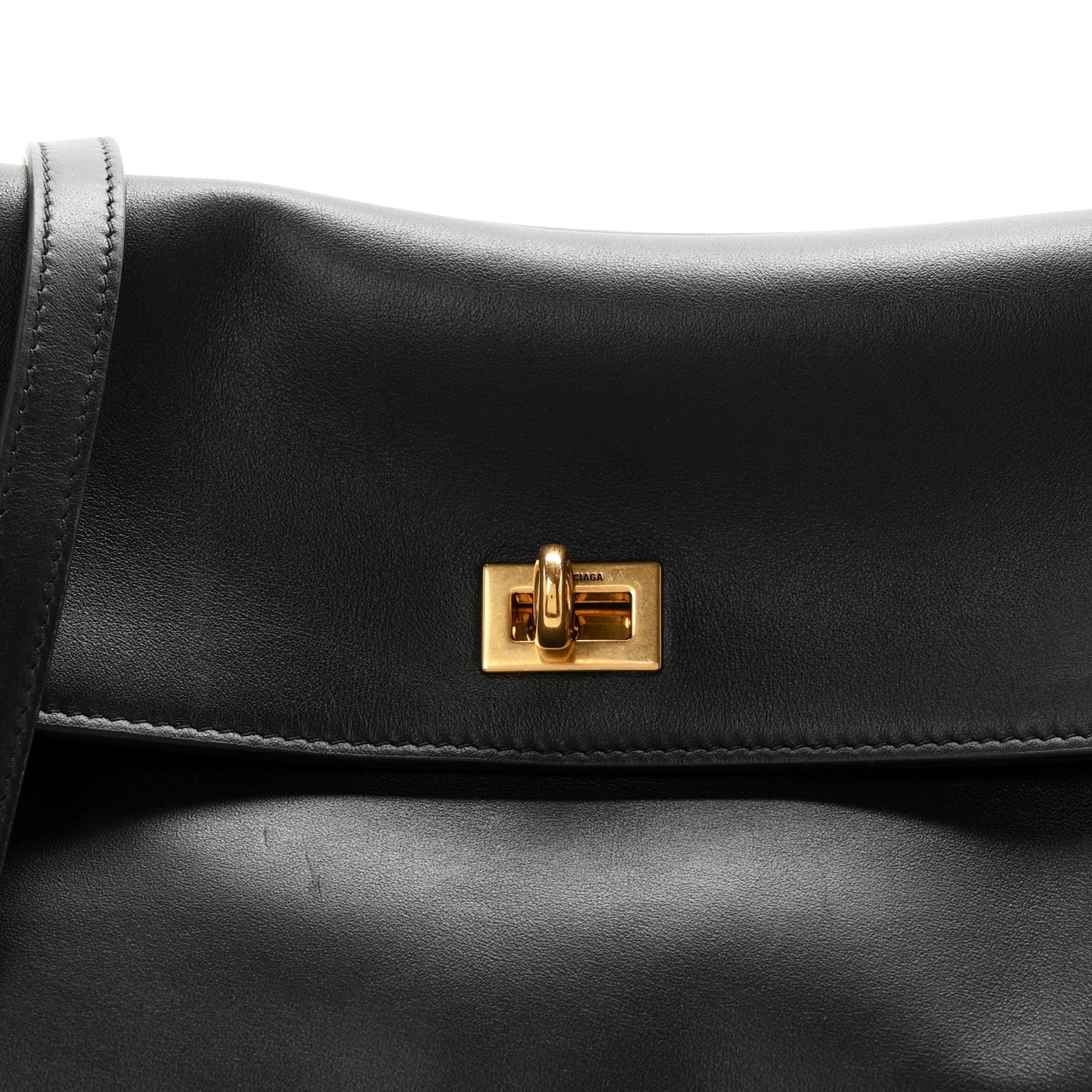 Smooth Calfskin Large Rodeo Top Handle Handbag Black