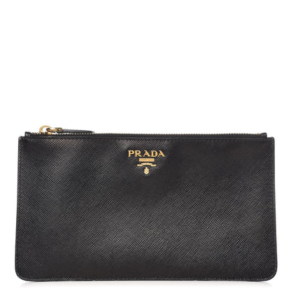 Prada Saffiano Zip Pouch Nero Black 1 of 8