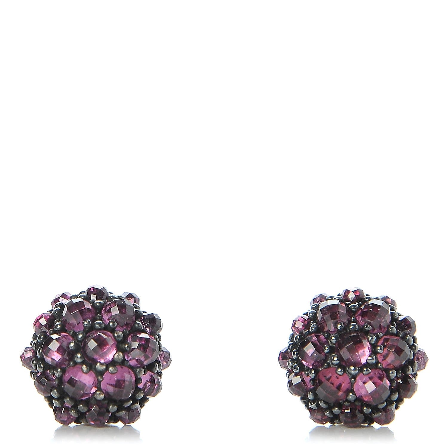 David Yurman Sterling Silver Rhodalite Garnet 10mm Osetra Earrings 1 of 5