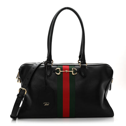 Gucci Calfskin Web Large Borsetto Boston Black 1 of 11
