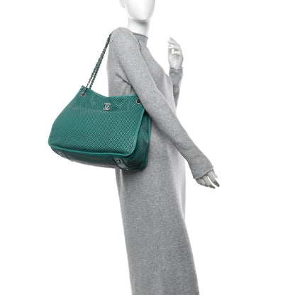 Chanel Calfskin Perforated Up In The Air North South Tote Green 2 of 11