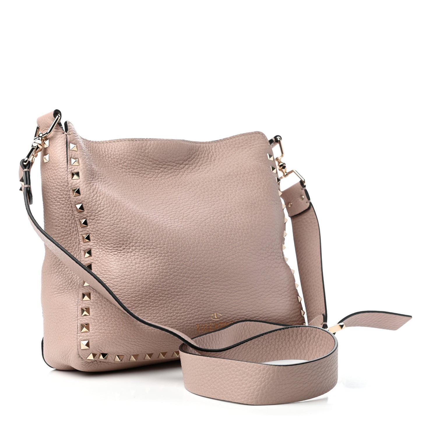 Pebbled Calfskin Small Rockstud Flip-Lock Messenger Bag Poudre