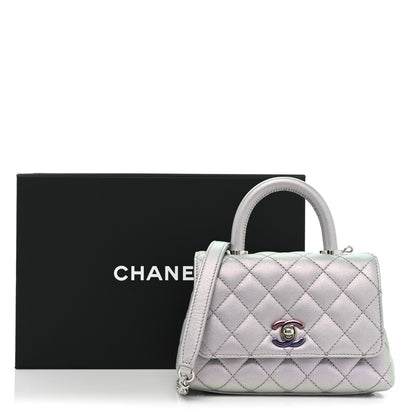 Chanel Iridescent Caviar Quilted Extra Mini Coco Handle Flap Purple 11 of 11