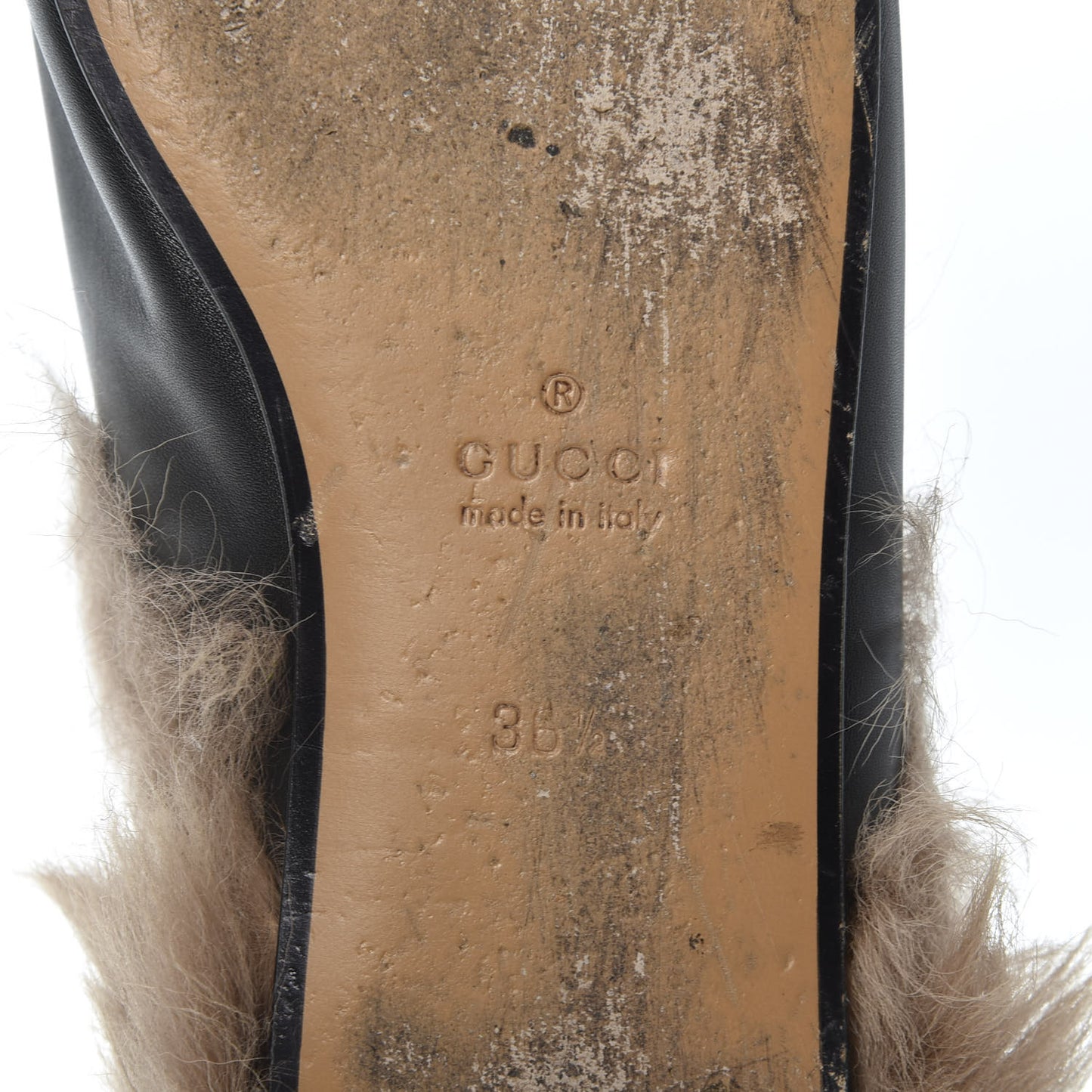 Calfskin Fur Womens Princetown Slippers 36.5 Black