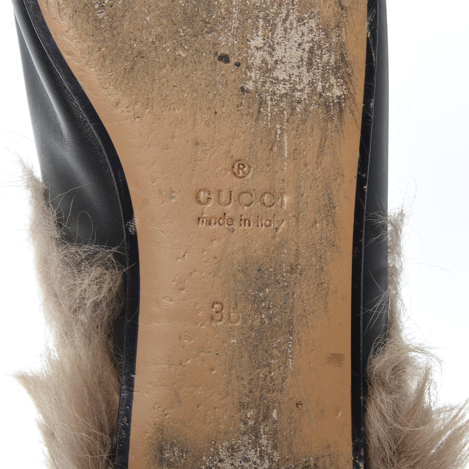 Gucci Calfskin Fur Womens Princetown Slippers 36.5 Black 8 of 8