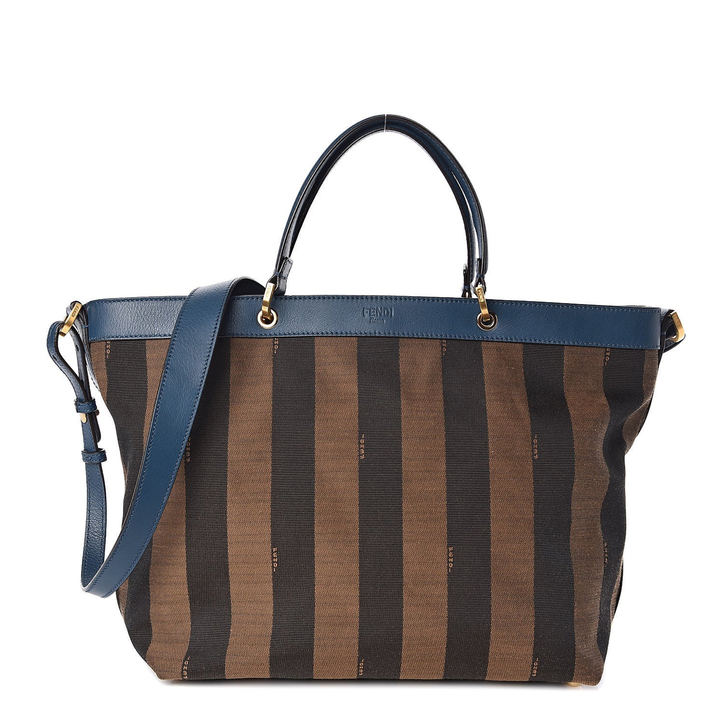 Pequin Vitello Shoulder Tote Tobacco Petrolio
