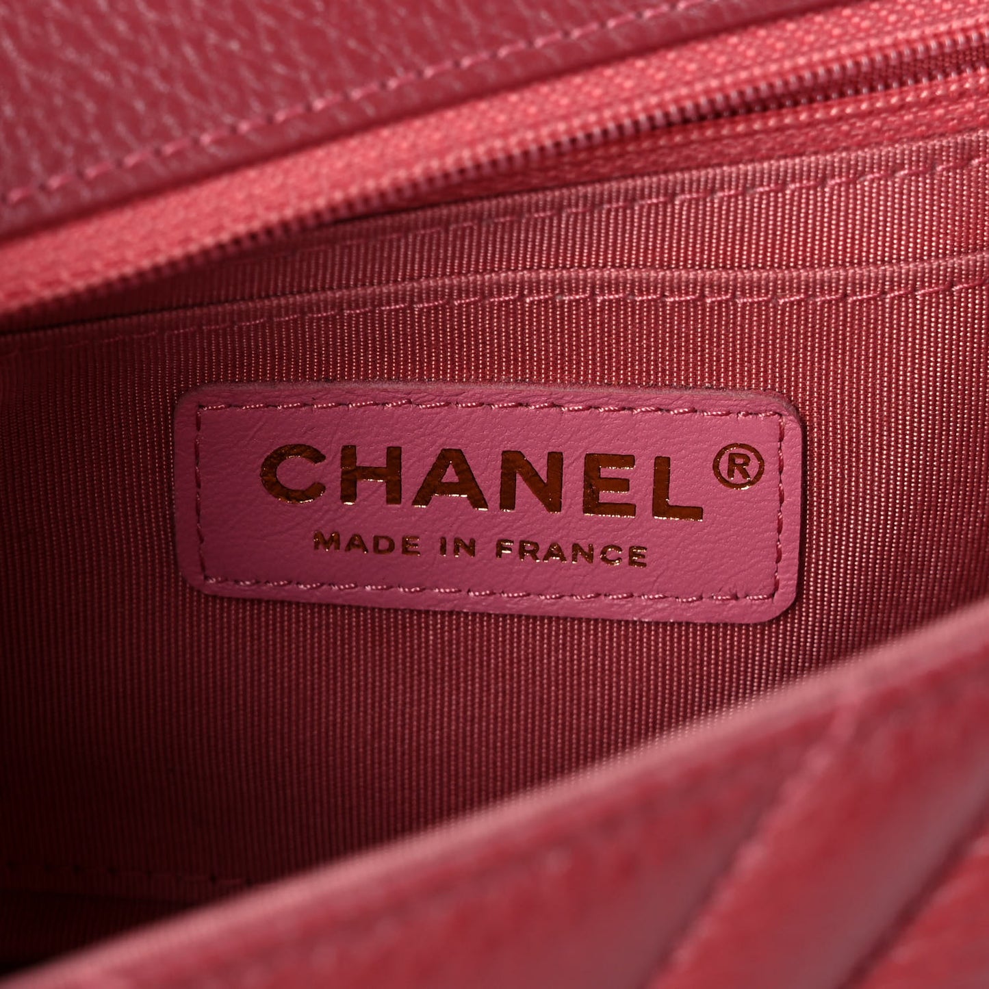 Calfskin Chevron Quilted Mini Statement Flap Pink